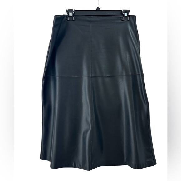 MNG by Mango Faux Leather Black Skirt A Frame - Picture 1 of 6